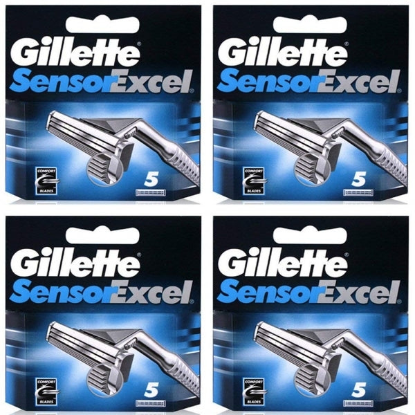 Gillette Sensor Excel Razor Blades - 20 Piece Bundle (4 Packs of 5)