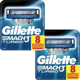 Gillette Mach3 Turbo Razor Blades - 16 Piece Bundle (2 Packs of 8)