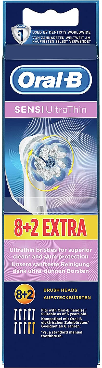 Oral-B Sensi Ultrathin Electric Toothbrush Heads - 10 Piece Bundle (2 Pack + 8 Pack)