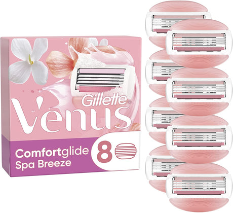 Gillette Venus ComfortGlide Spa Breeze Razor Blades - 8 Piece Bundle (2 Packs of 4)