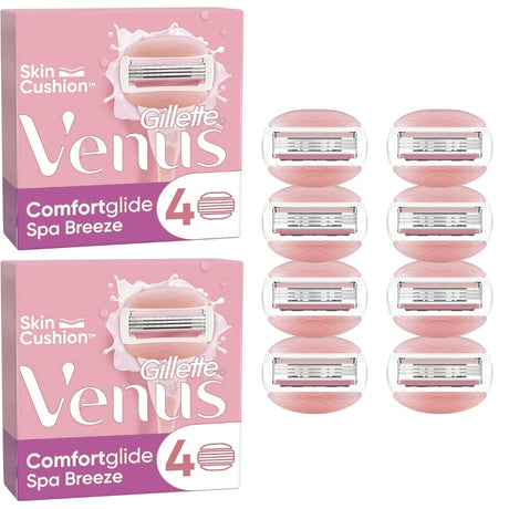Gillette Venus ComfortGlide Spa Breeze Razor Blades - 8 Piece Bundle (2 Packs of 4)