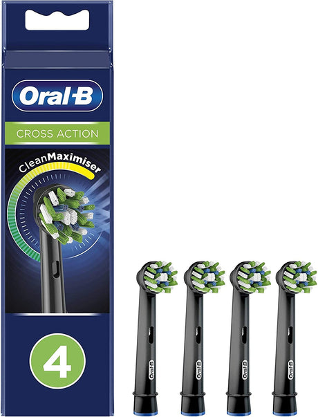 Oral-B CrossAction Electric Toothbrush Heads with CleanMaximiser Black - 4 Pack