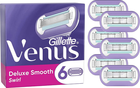 Gillette Venus Extra Smooth Swirl Razor Blades - 6 Piece Bundle (2 Packs of 3)