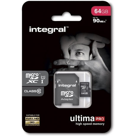 Integral INMSDX64G10-90U1 UltimaPro 64 GB MicroSDXC Class 10 Memory Card
