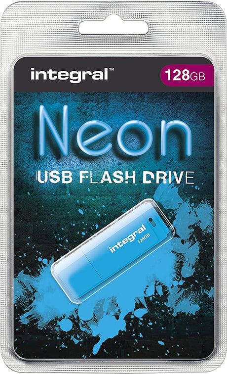 Integral 128GB Neon Blue USB 2.0 Flash Drive