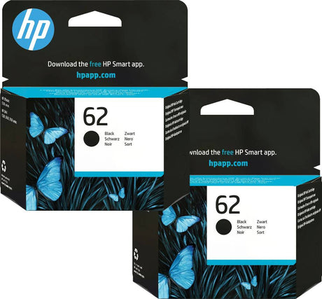 HP 62 Black Ink Cartridge Twin Pack