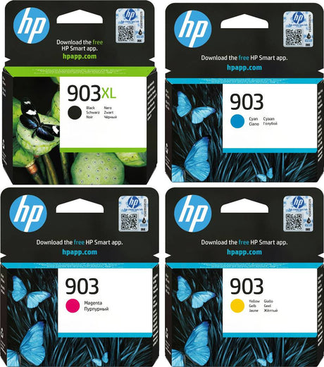 HP 903XL Black and 903 Cyan Magenta Yellow Ink Cartridge Bundle Pack