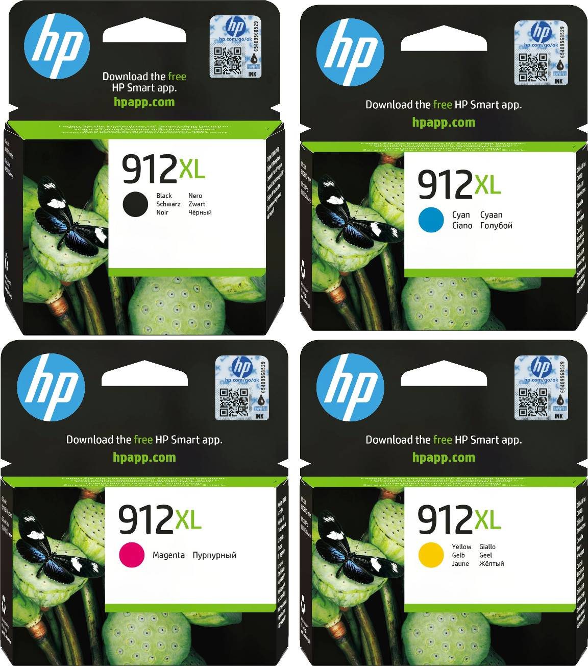 HP 912XL Black Cyan Magenta Yellow Ink Cartridge Bundle Pack