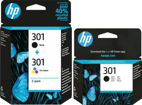 HP 301 Black and 301 Combo Ink Cartridge Bundle Pack