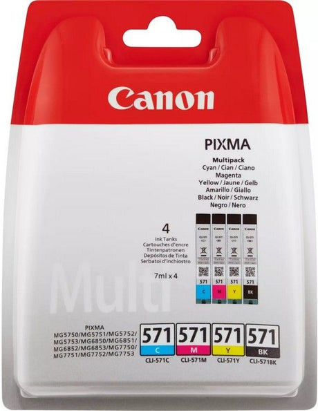 Canon CLI-571 Black Cyan Magenta Yellow Ink Cartridge Combo Pack - 0386C005