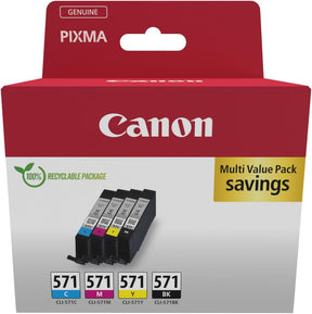 Canon CLI-571 Black Cyan Magenta Yellow Ink Cartridge Combo Pack - 0386C008