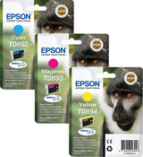 Epson Monkey Cyan Magenta Yellow Ink Cartridge Bundle Pack