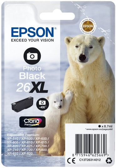 Epson 26XL Polar Bear Photo Black Ink Cartridge