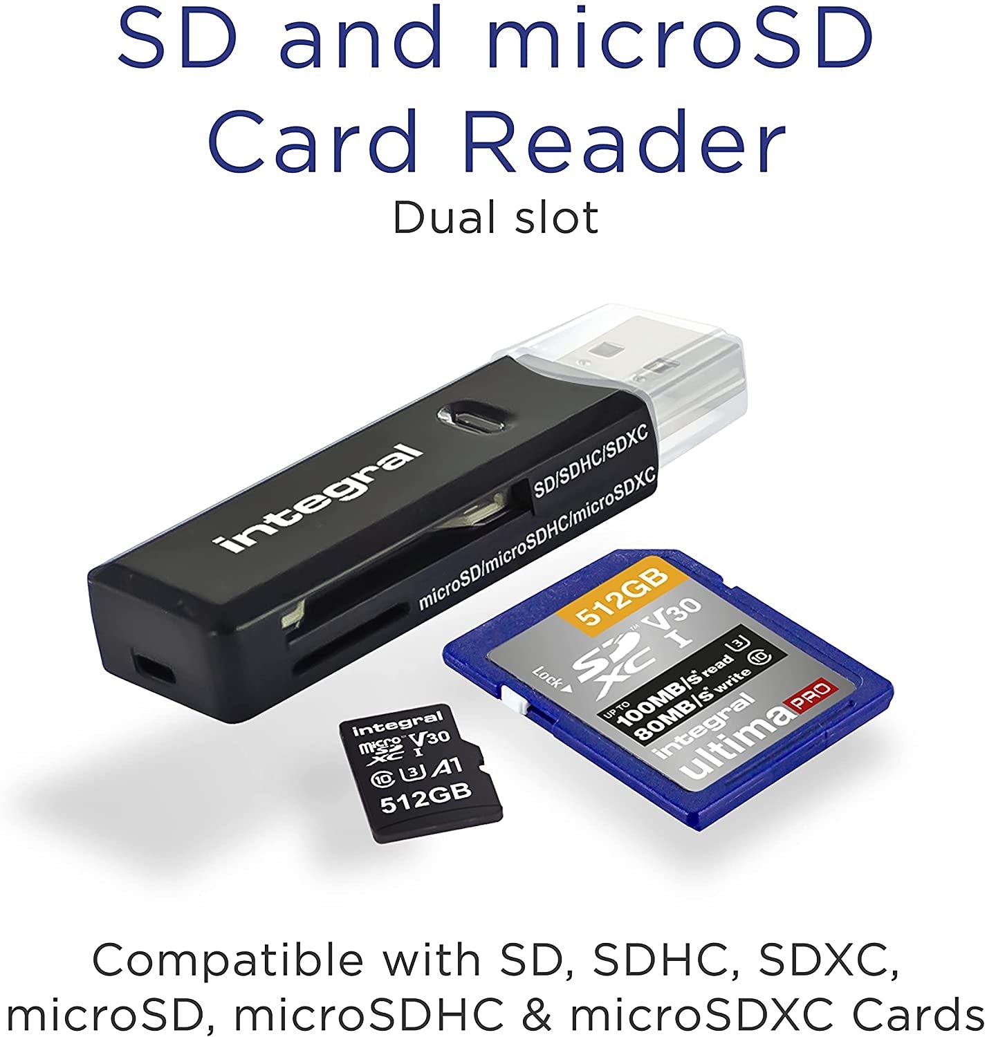 INCRUSB3.0SDMSDV2 USB 3.0 CARD READER DUAL SLOT SD MICRO SD