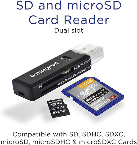 Integral INCRUSB3.0SDMSDV2 USB 3.0 CARD READER DUAL SLOT SD MICRO SD