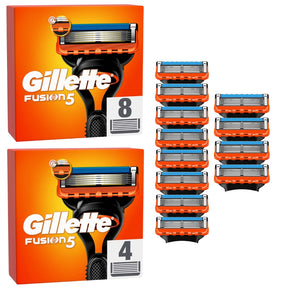 Gillette Fusion5 Razor Blades - 12 Piece Bundle (8 Pack + 4 Pack)