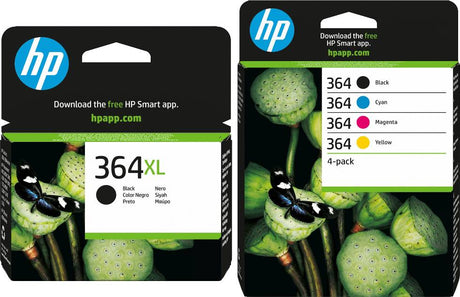 HP 364XL Black and 364 Black Cyan Magenta Yellow Ink Cartridge Combo Bundle Pack