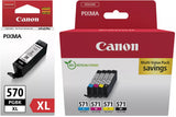 Canon PGI-570XL Black and CLI-571 Black Cyan Magenta Yellow Ink Cartridge Combo Bundle Pack