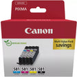 Canon CLI-581 Black Cyan Magenta Yellow Ink Cartridge Combo Pack - 2103C007