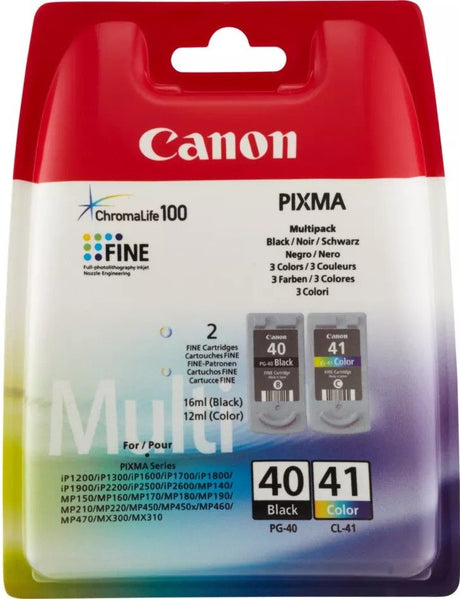 Canon PG-40 Black and CL-41 Colour Ink Cartridge Combo Pack - 0615B043