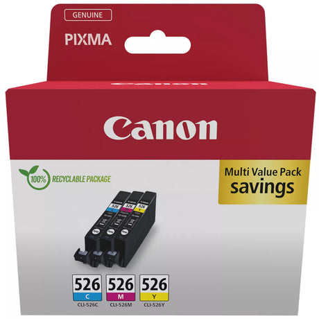 Canon CLI-526 Cyan Magenta Yellow Ink Cartridge Combo Pack - 4541B018