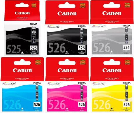 Canon PGI-525 Black and CLI-526 Black Cyan Magenta Yellow Grey Bundle Pack