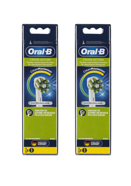 Oral-B CrossAction Electric Toothbrush Heads with CleanMaximiser - 6 Piece Bundle (2 Packs of 3)
