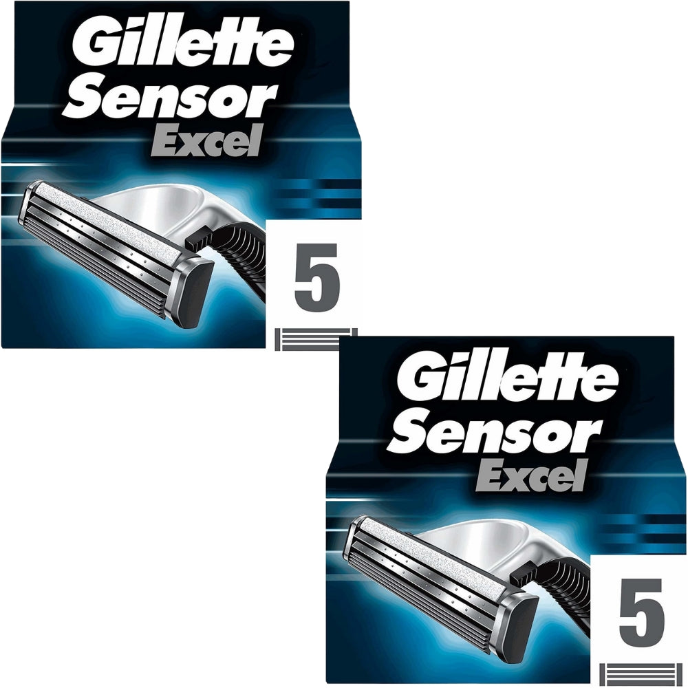 Gillette Sensor Excel Razor Blades - 10 Piece Bundle (2 Packs of 5 ...