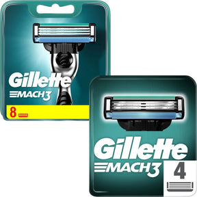 Gillette Mach3 Razor Blades - 12 Piece Bundle (8 Pack and 4 Pack)