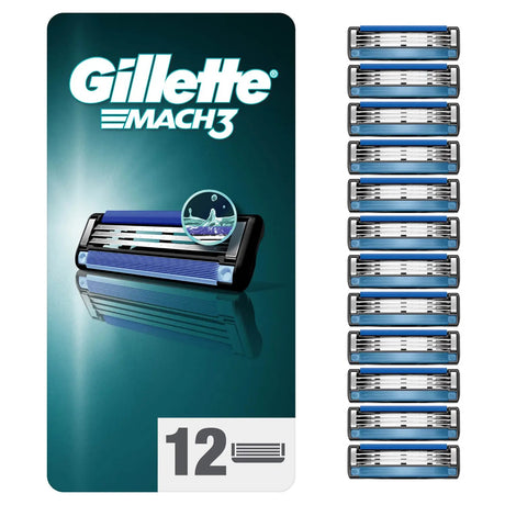 Gillette Mach3 Razor Blades - 12 Piece Bundle (8 Pack and 4 Pack)