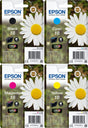 Epson 18 Daisy Black Cyan Magenta Yellow Ink Cartridge Bundle Pack