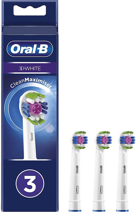 Oral-B 3D White Electric Toothbrush Heads with CleanMaximiser - 6 Piece Bundle (2 Packs of 3)