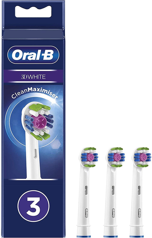 Oral-B 3D White Electric Toothbrush Heads with CleanMaximiser - 6 Piece Bundle (2 Packs of 3)