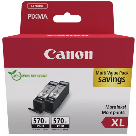Canon PGI-570XL Black Ink Cartridge Twin Combo Pack - 0318C010