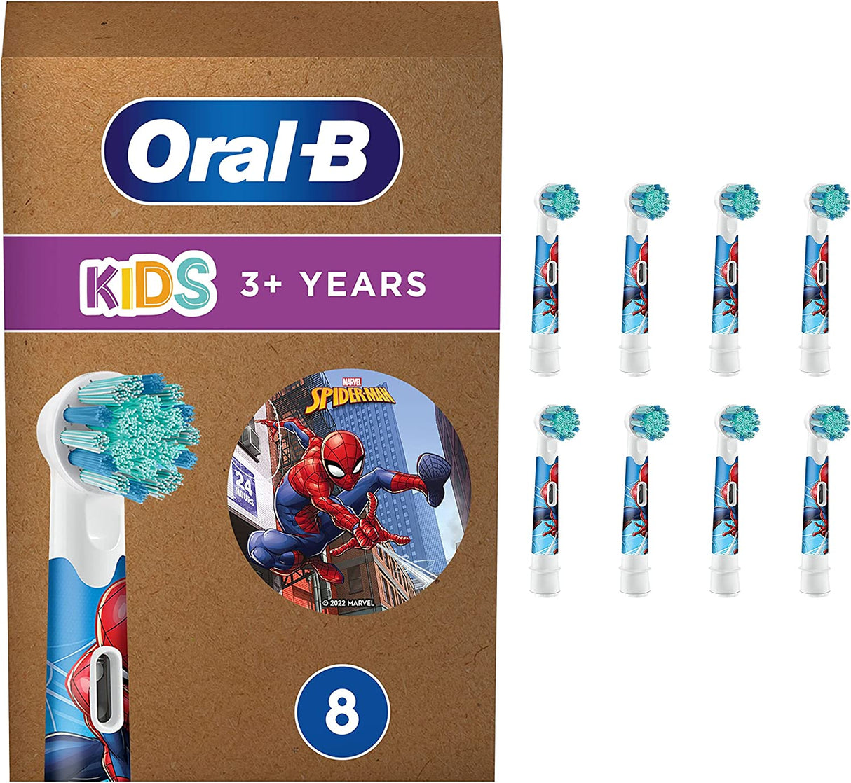 Oral-B Stages Power Marvel Spiderman Kids Electric Toothbrush Heads 8 Piece Bundle (2 Packs of 4)
