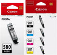 Canon PGI-580 Black and CLI-581 Black Cyan Magenta Yellow Ink Cartridge Bundle Pack