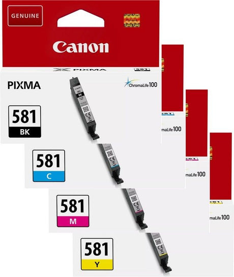 Canon CLI-581 Black Cyan Magenta Yellow Ink Cartridge Bundle Pack