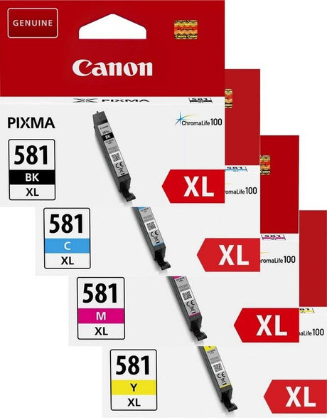 Canon CLI-581XL Black Cyan Magenta Yellow Ink Cartridge Bundle Pack