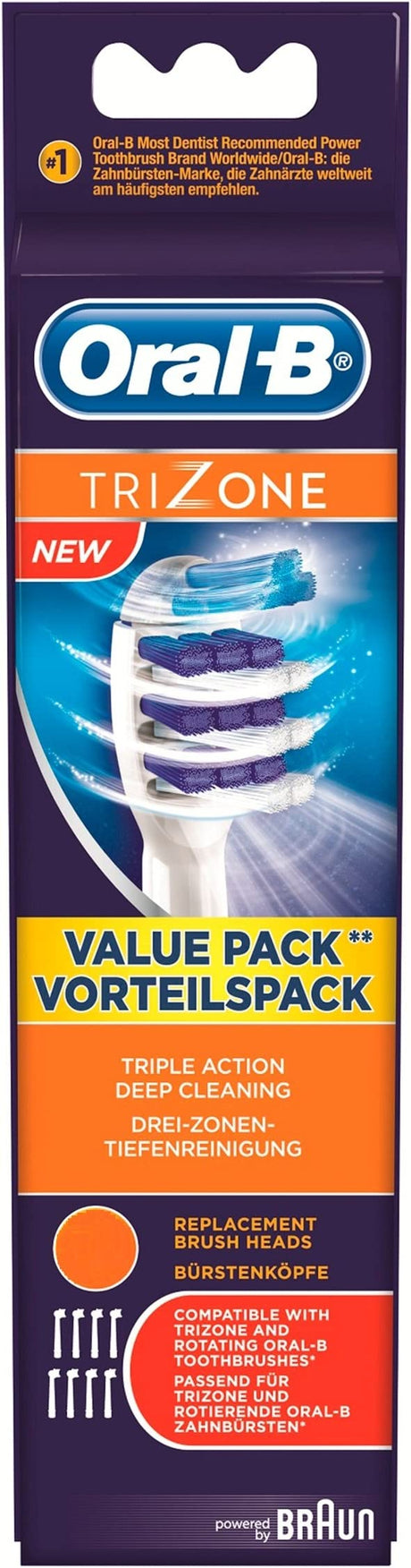 Oral-B TriZone Electric Toothbrush Heads - 8 Piece Bundle (4 Packs of 2)