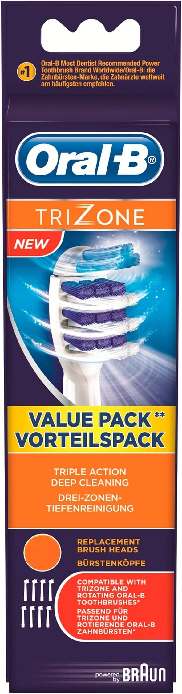 Oral-B TriZone Electric Toothbrush Heads - 8 Piece Bundle (4 Packs of 2) (EOL)