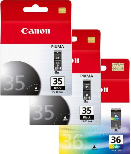 Canon PGI-35 Black Twin and CLI-36 Colour Ink Cartridge Bundle Pack