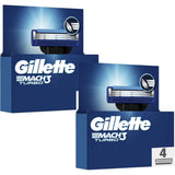 Gillette Mach3 Turbo Razor Blades - 8 Piece Bundle (2 Packs of 4)