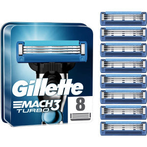 Gillette Mach3 Turbo Razor Blades - 8 Piece Bundle (2 Packs of 4)