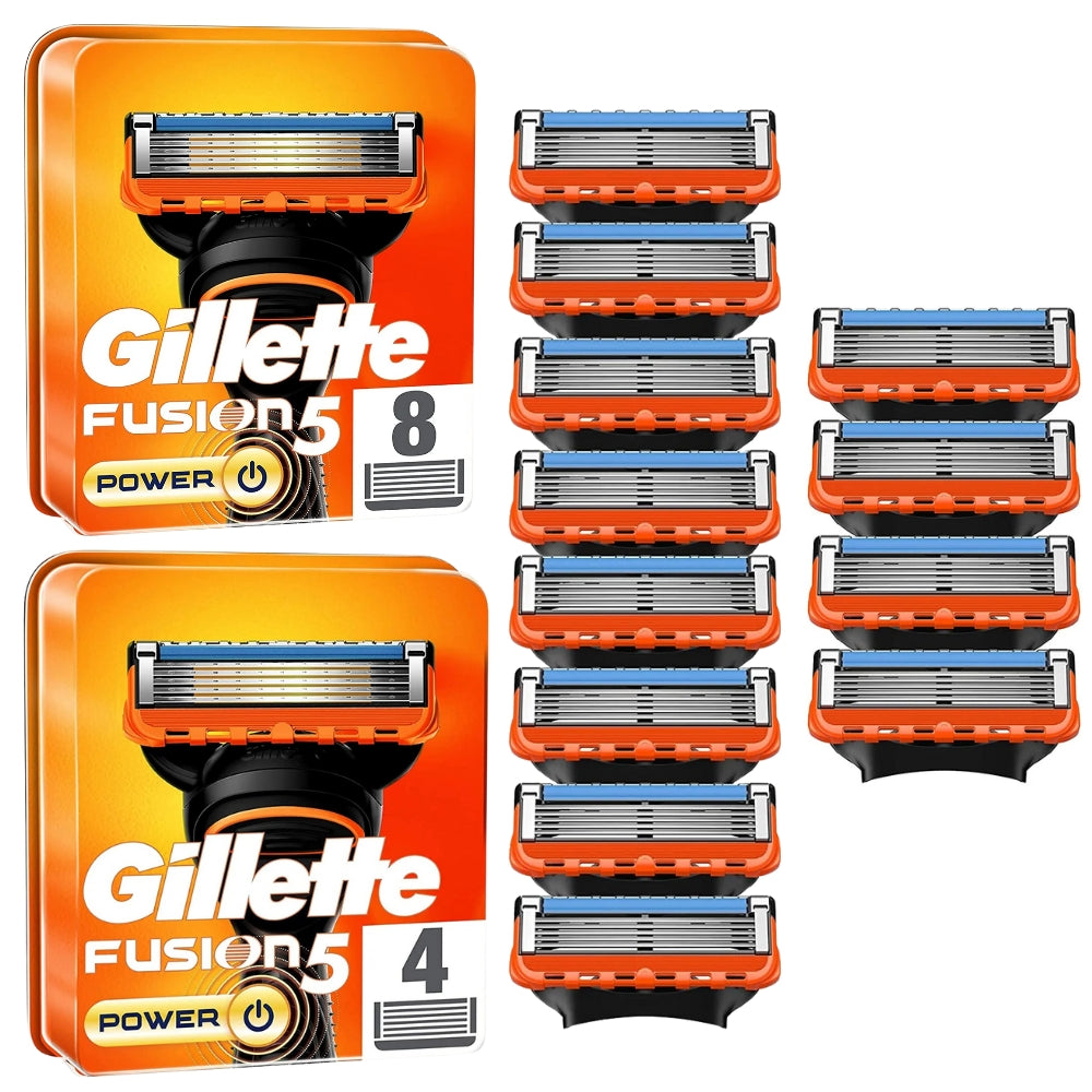 Gillette Fusion5 Power Razor Blades - 12 Piece Bundle (8 Pack and 4 Pack)
