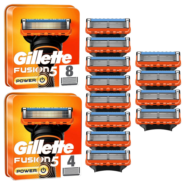 Gillette Fusion5 Power Razor Blades - 12 Piece Bundle (8 Pack and 4 Pack)