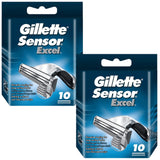 Gillette Sensor Excel Razor Blades - 20 Piece Bundle (2 Packs of 10)