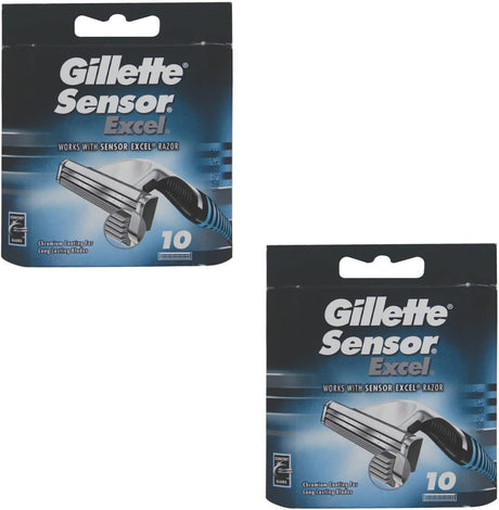 Gillette Sensor Excel Razor Blades - 20 Piece Bundle (2 Packs of 10)