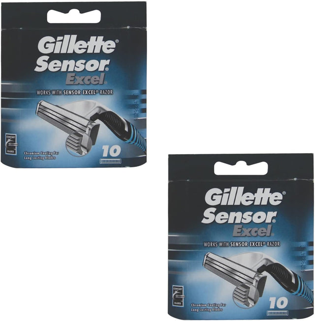 Gillette Sensor Excel Razor Blades - 20 Piece Bundle (2 Packs of 10)