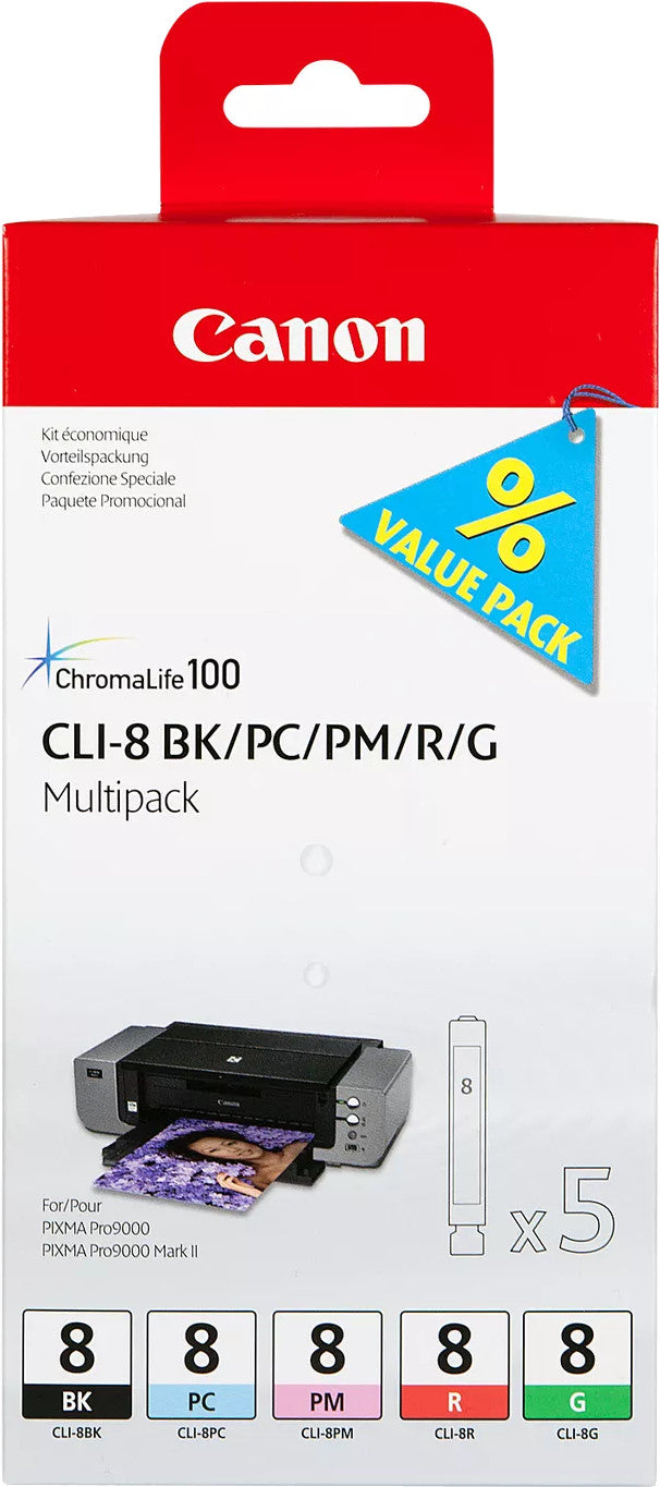 CLI 8 Photo Cyan Photo Magenta Red Green Ink Cartridge Combo Pack 0620B027