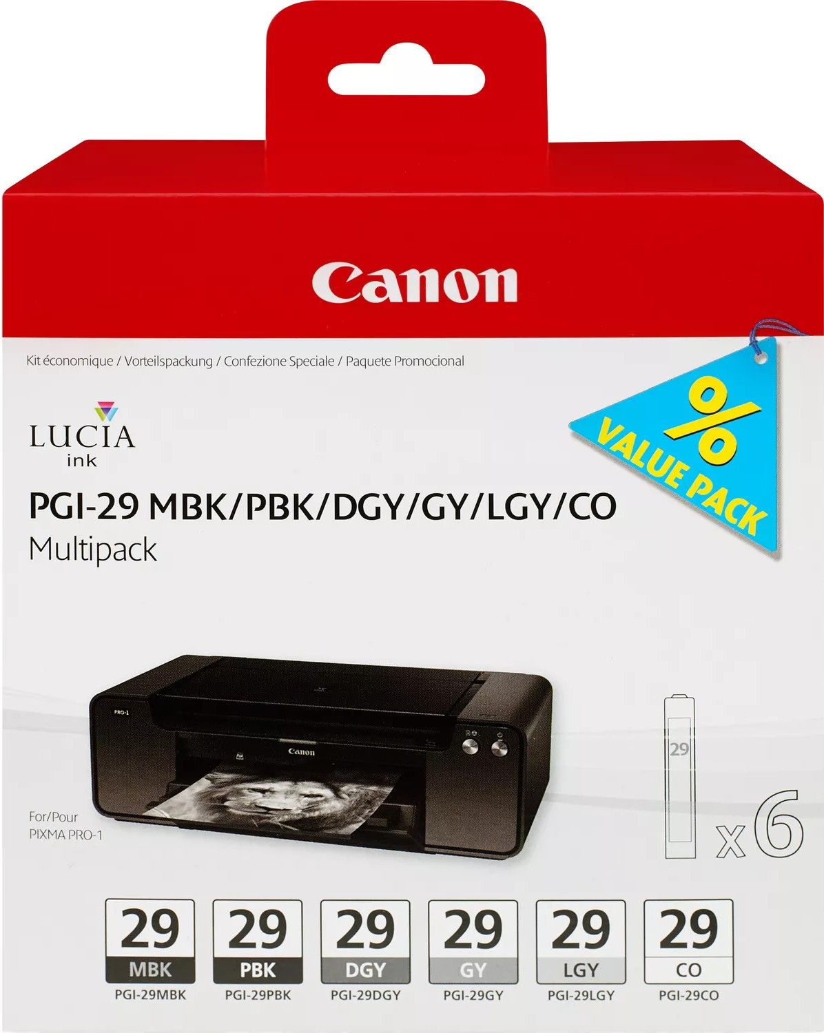 PGI 29 Monochrome 6 Ink Cartridge Combo Pack 4868B018